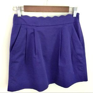 J. Crew Purple Scalloped Waist Mini Skirt